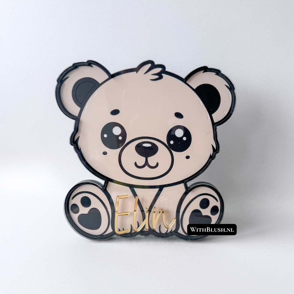 teddy beloningspot van gekleurd plexiglas