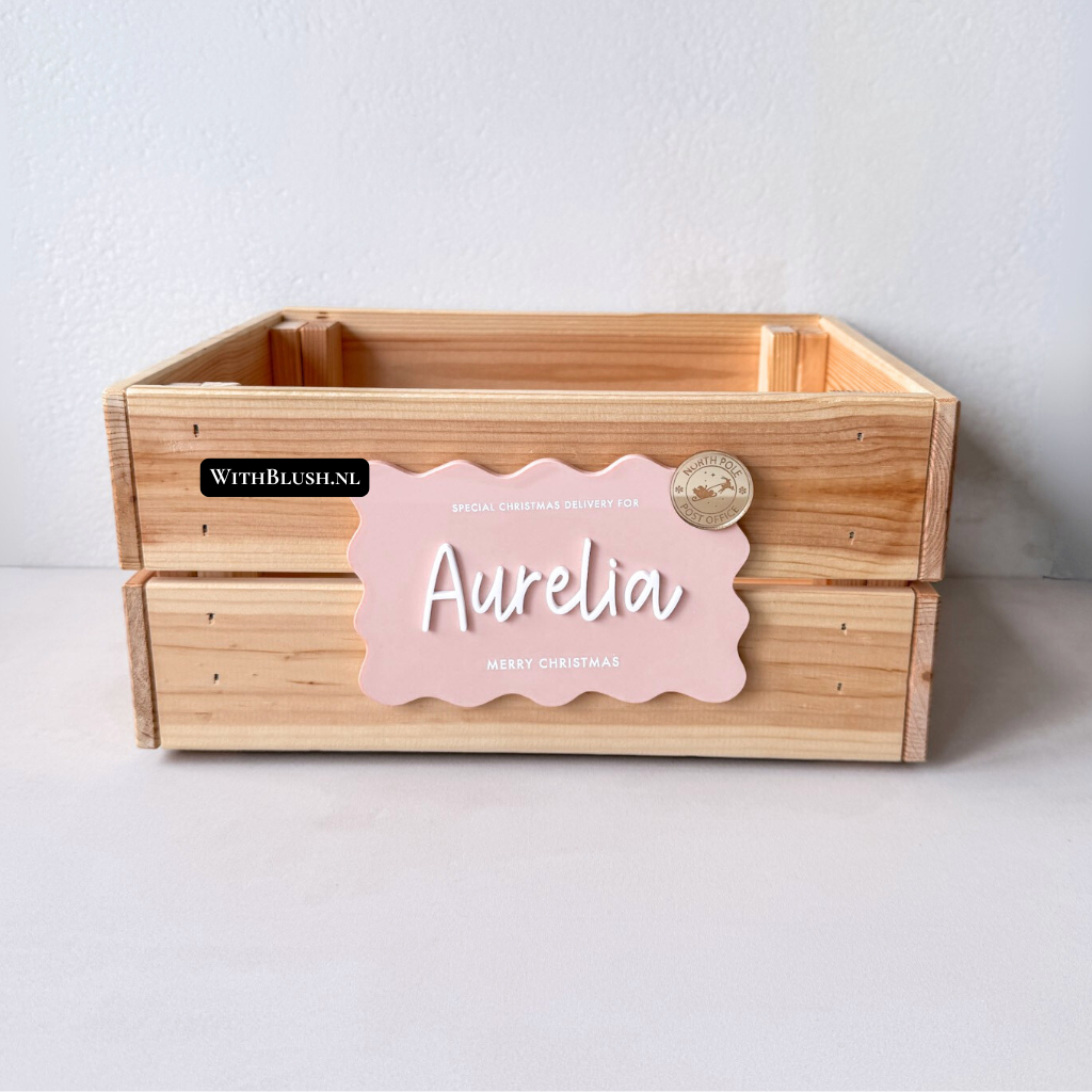 christmas crate with name plaque