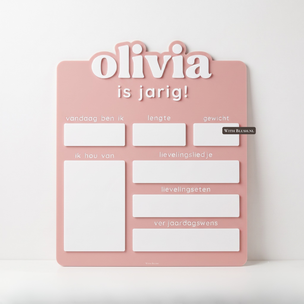 Verjaardagsbord | Rechthoek Invulbord met Naam