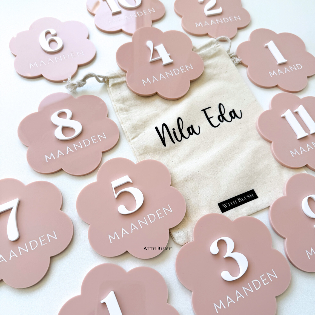 gepersonaliseerde baby mijlpaalkaarten set voor de eerste twaalf maanden