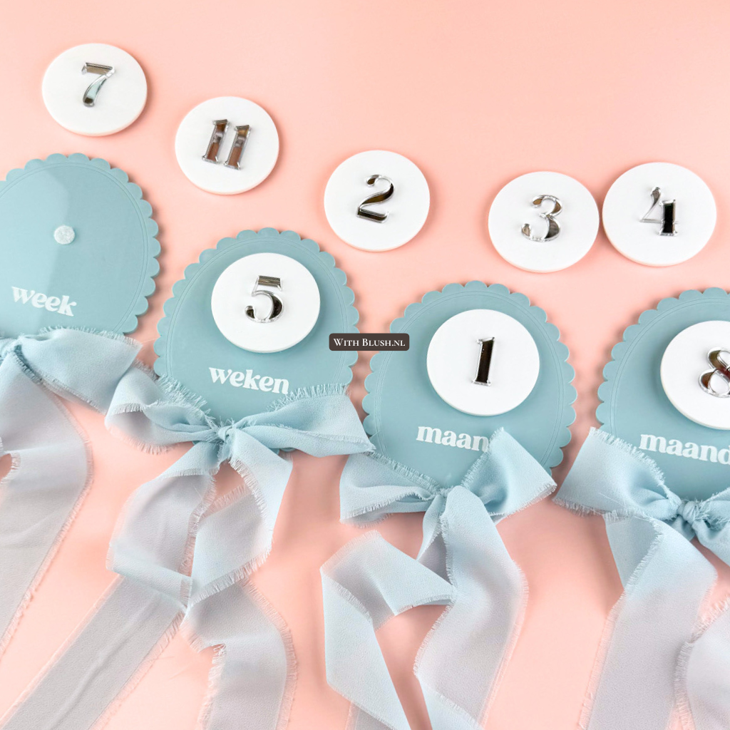 vintage blauwe baby mijlpaalkaarten van acryl