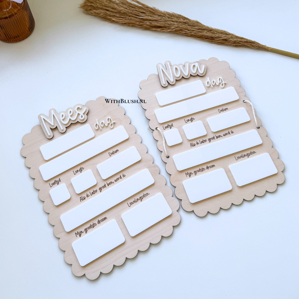 Bord Wavy | Mijn Eerste & Laatste Dag