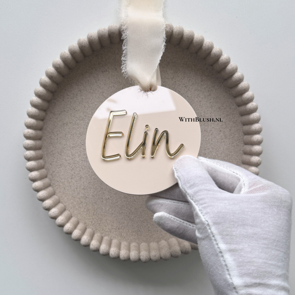 ronde kerstbal met naam