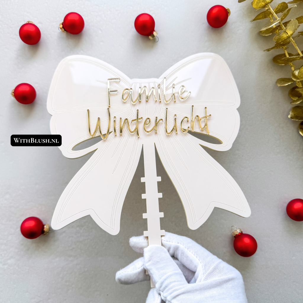 Strik kerstboom topper in diverse kleuren en maten met naam