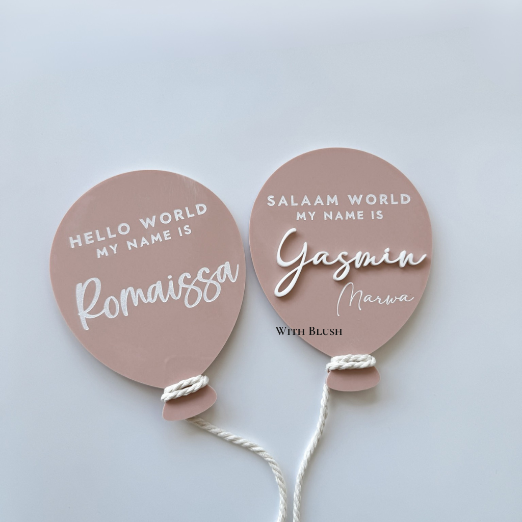 Geboortebord Ballon | Hello World My Name Is - Welcome To The World