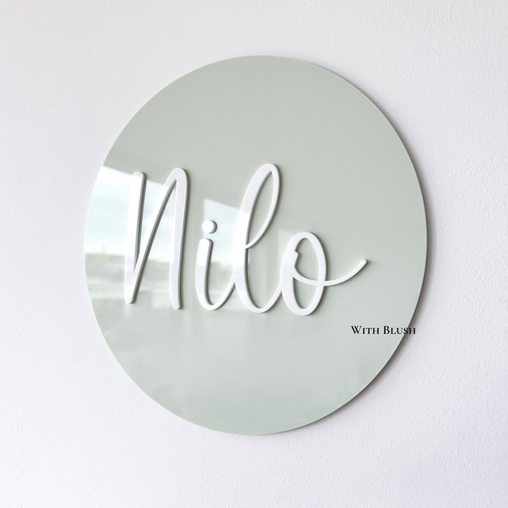 gepersonaliseerde ronde naambord van pastel groen gekleurd plexiglas