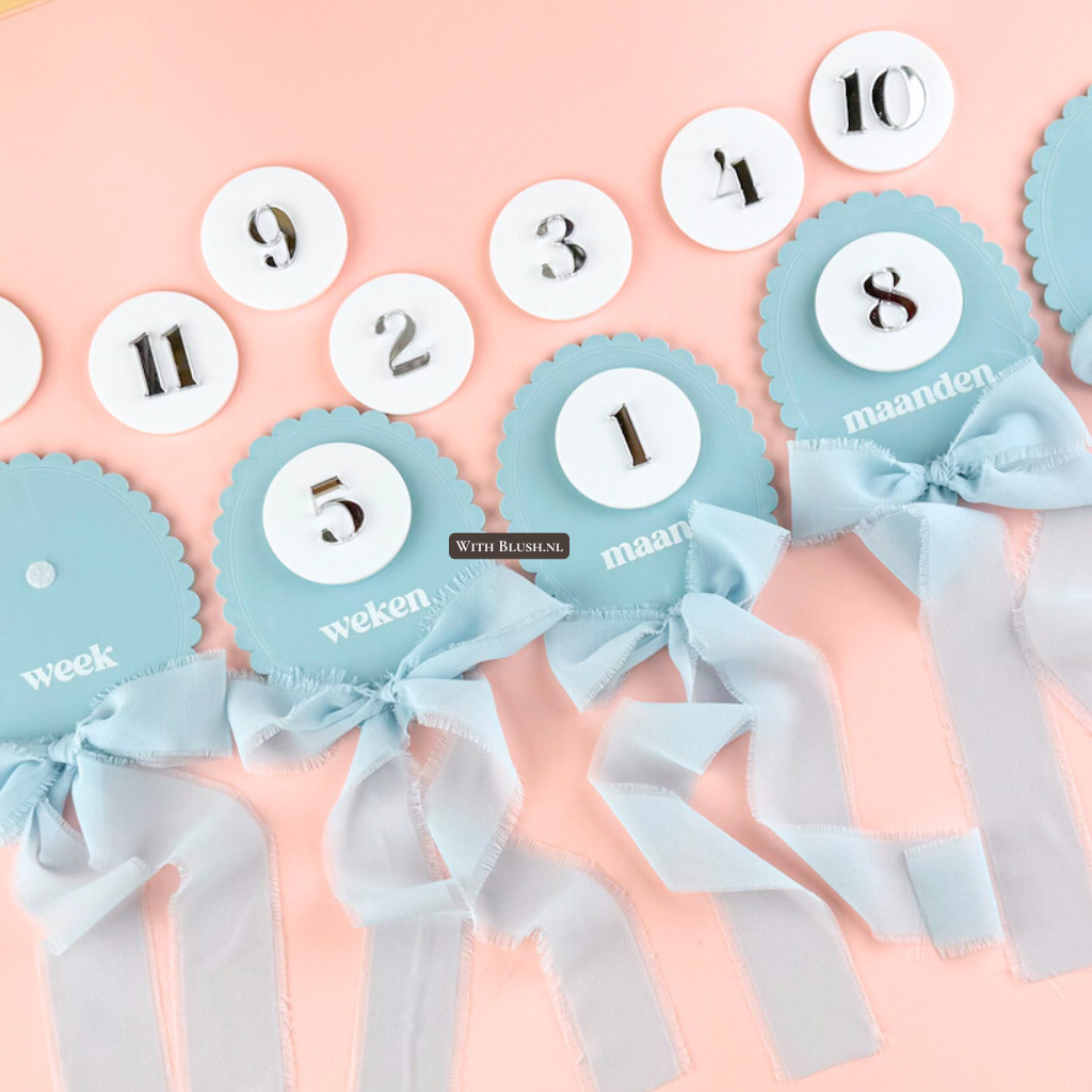 vintage blauwe baby mijlpaalkaarten van plexiglas