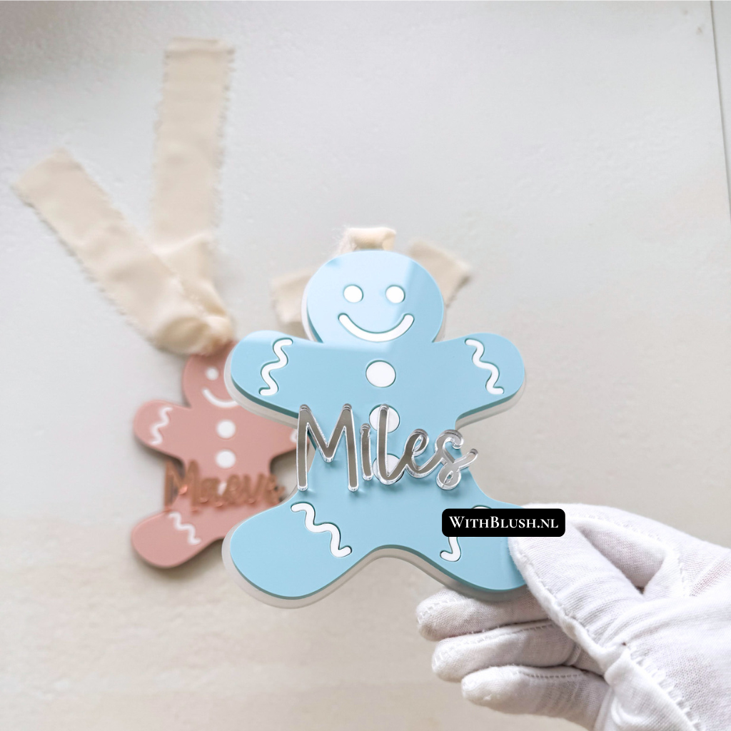 peperkoekmannetje kerstboomdecoratie voor in de kerstboom met naam