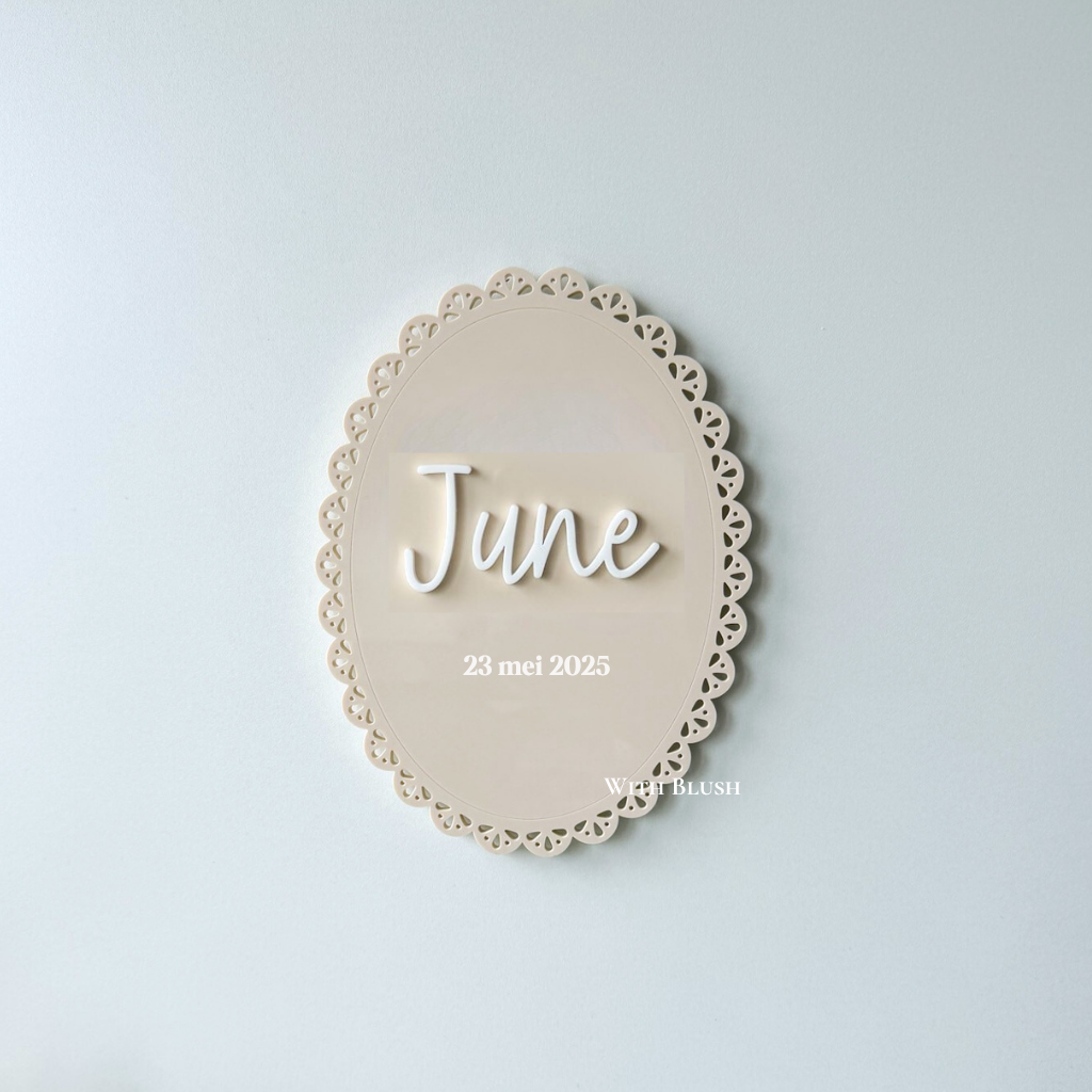 Vintage Ovaal Geboortebord | Met Naam & Geboortedetails