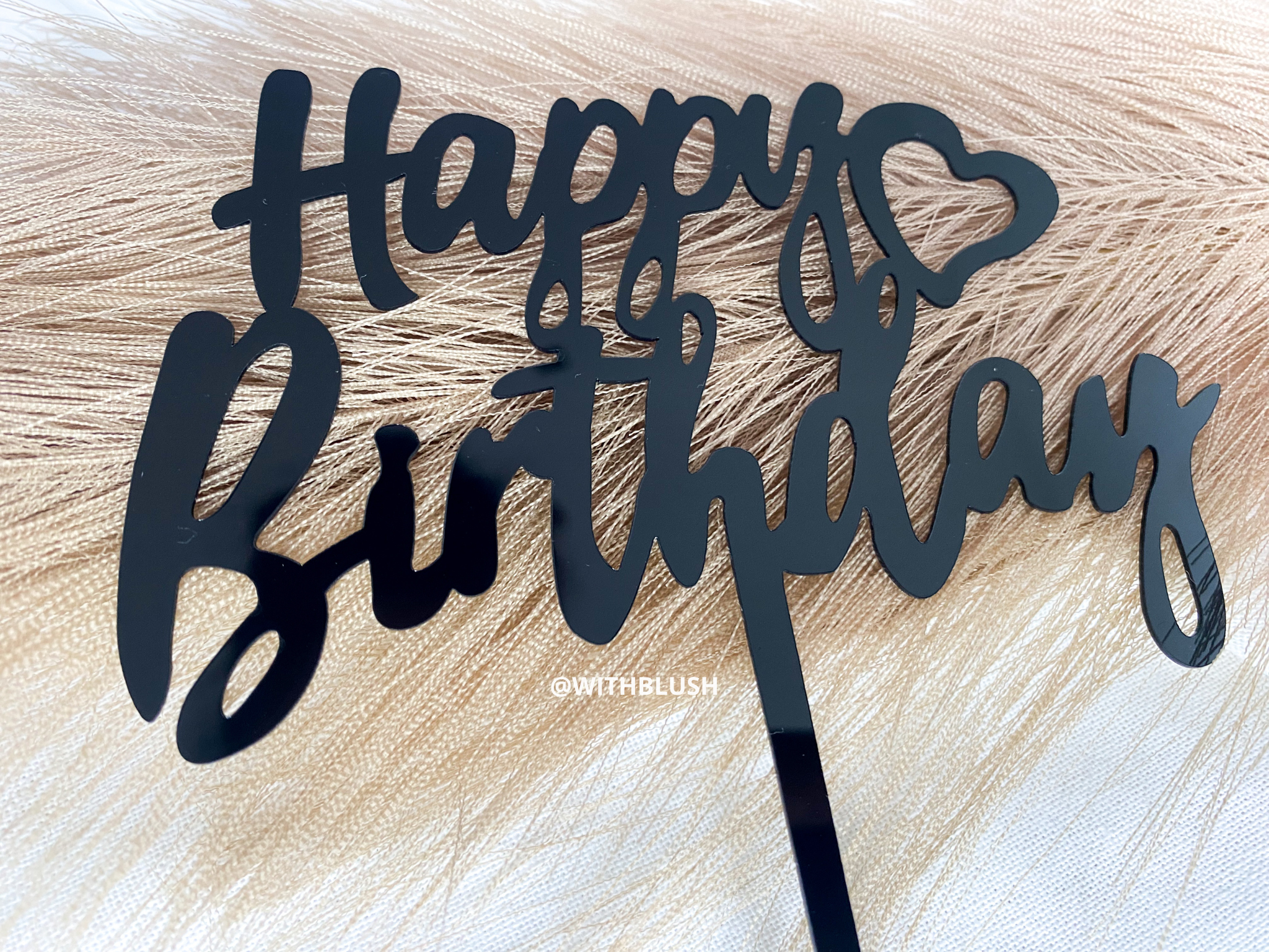 Perfectly Imperfect - Taarttopper Zwart | Happy Birthday + Hartje