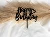 Cake Topper Black | Happy Birthday + Heart