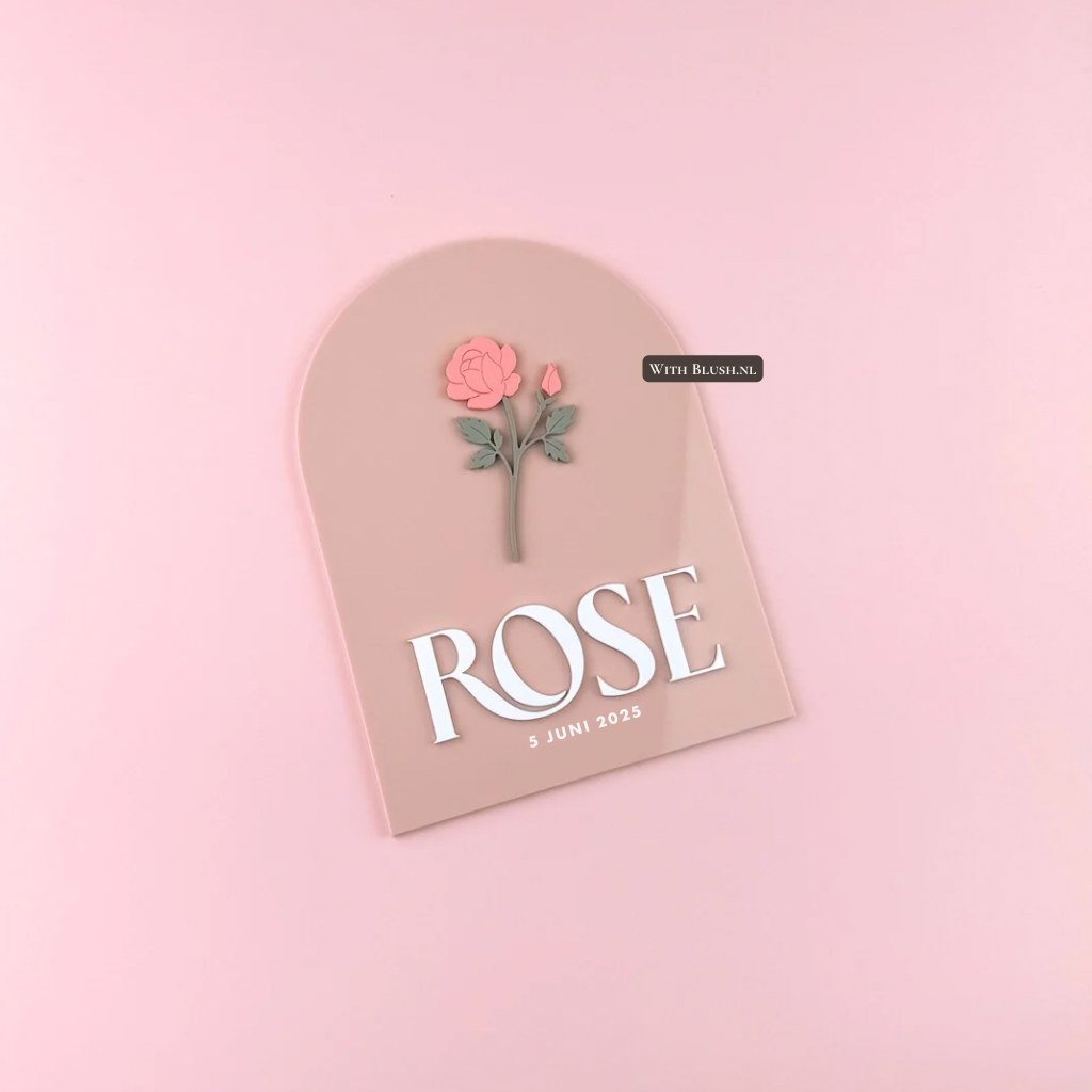 Plexiglas/ acryl geboortebord met geboorteballon en geboortedatum