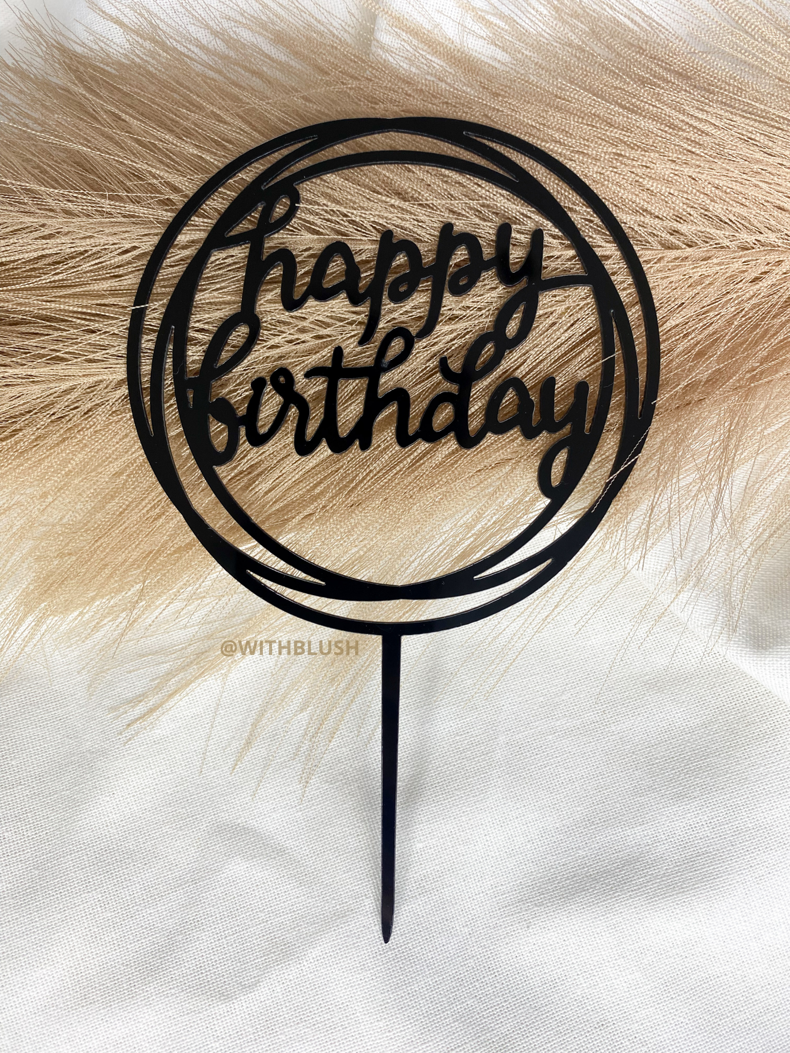 Perfectly Imperfect - Taarttopper Zwart | Happy Birthday Rond