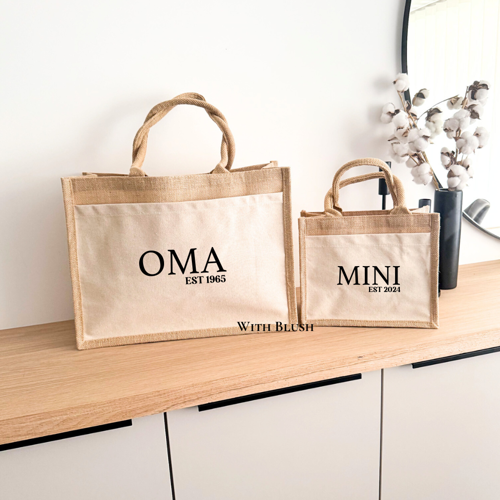 Luxe Jute Tassenset | Mama/Oma & Mini EST