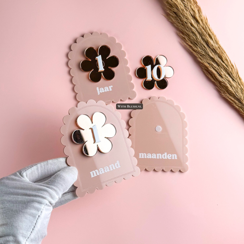 Mijlpaalkaarten Vintage | Set met Verwisselbare Cijfers