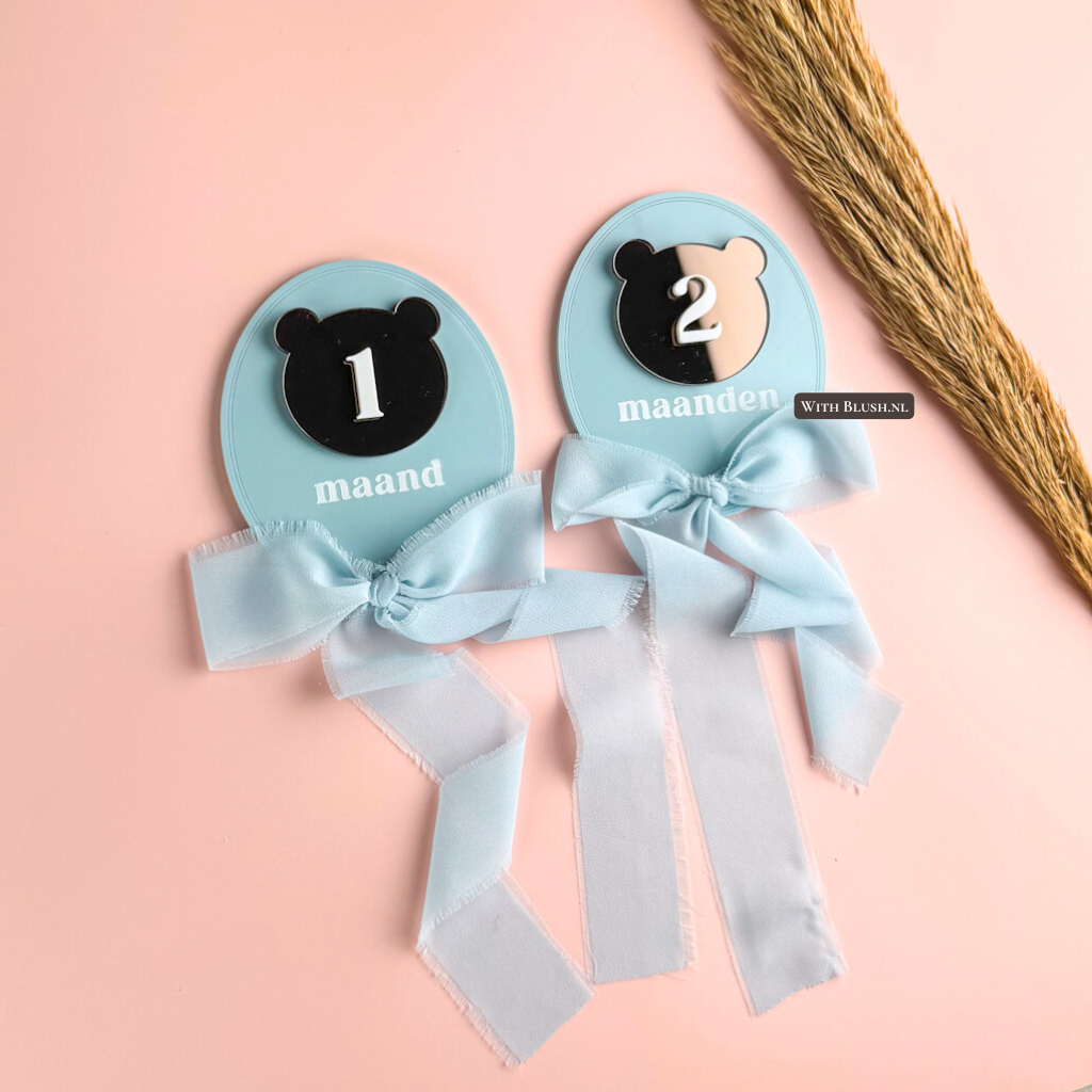 Mijlpaalkaarten Vintage met Lintstrik | Set met Verwisselbare Cijfers