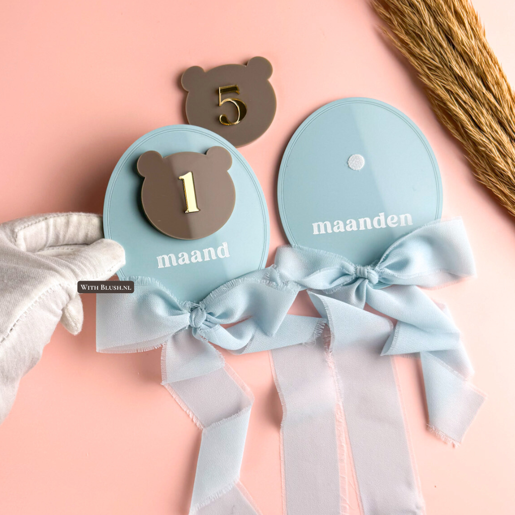 Mijlpaalkaarten Vintage met Lintstrik | Set met Verwisselbare Cijfers